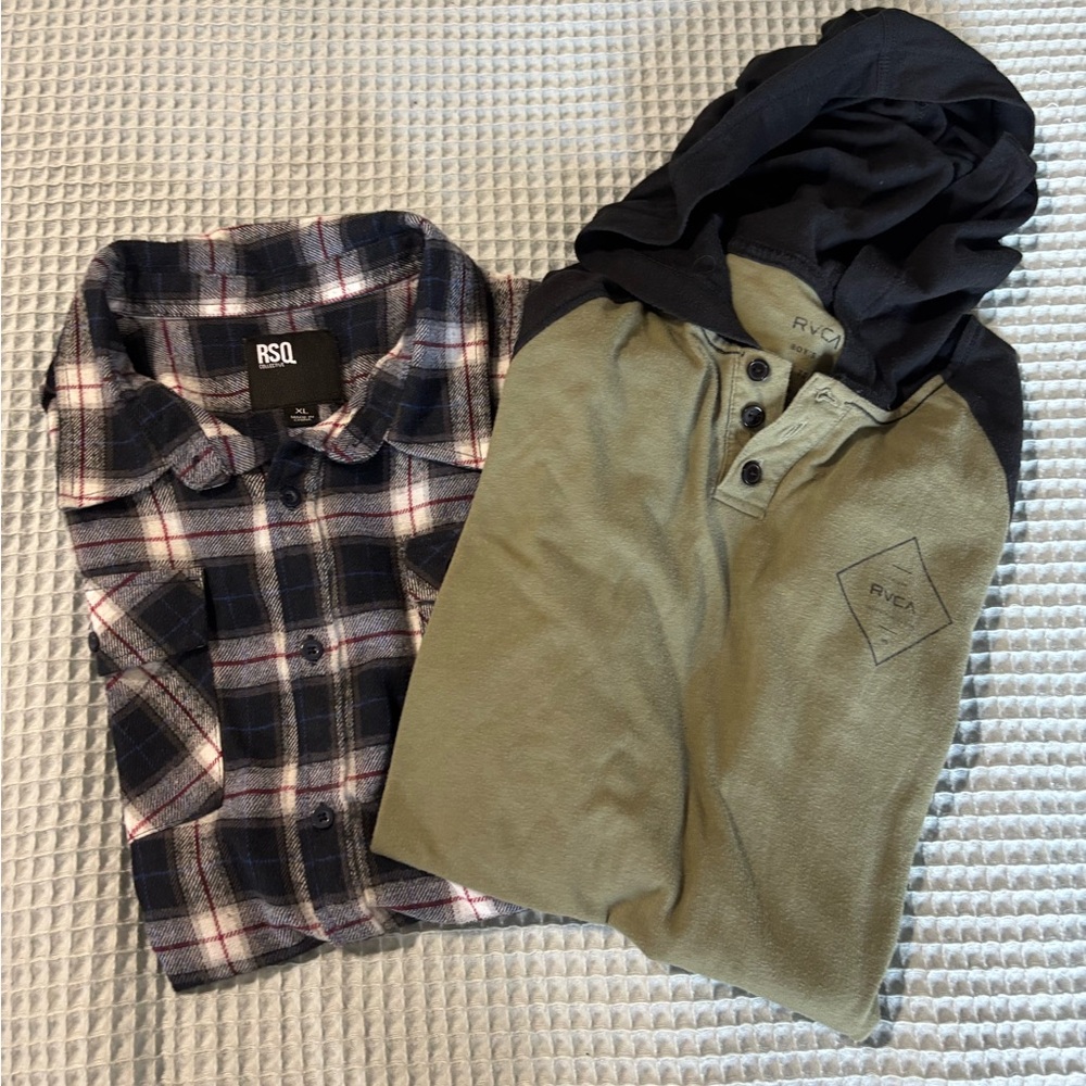 RVCA Hooded Shirt & RSQ Plaid Flannel